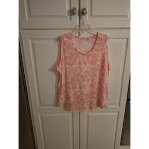 Blue Sol Womens Large Orange Paisley Cotton Modal Sleeveless Tank Top Scoop Neck